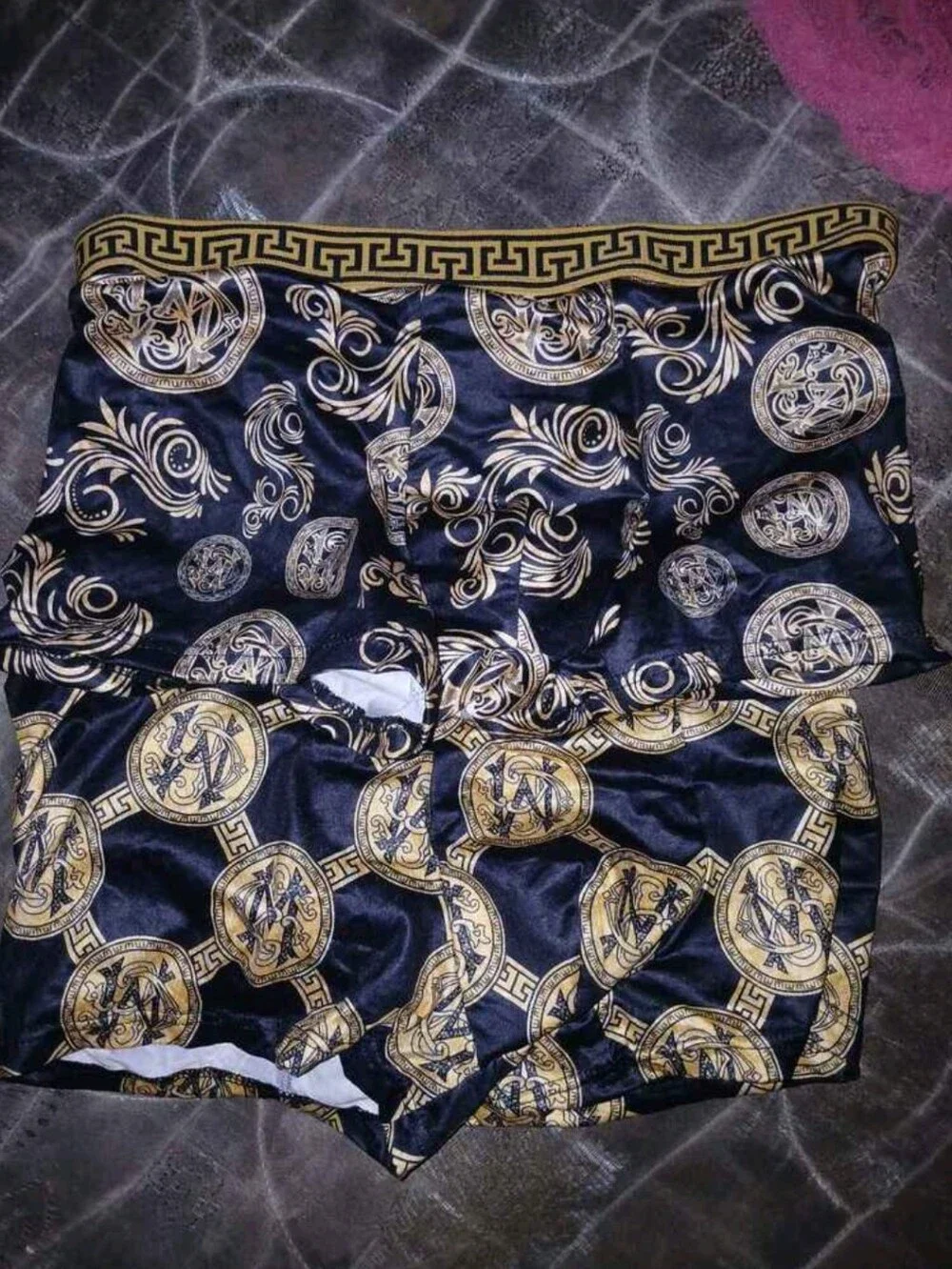 Men's Black & Gold Patterned Stretch Boxer Briefs -  5PACK
